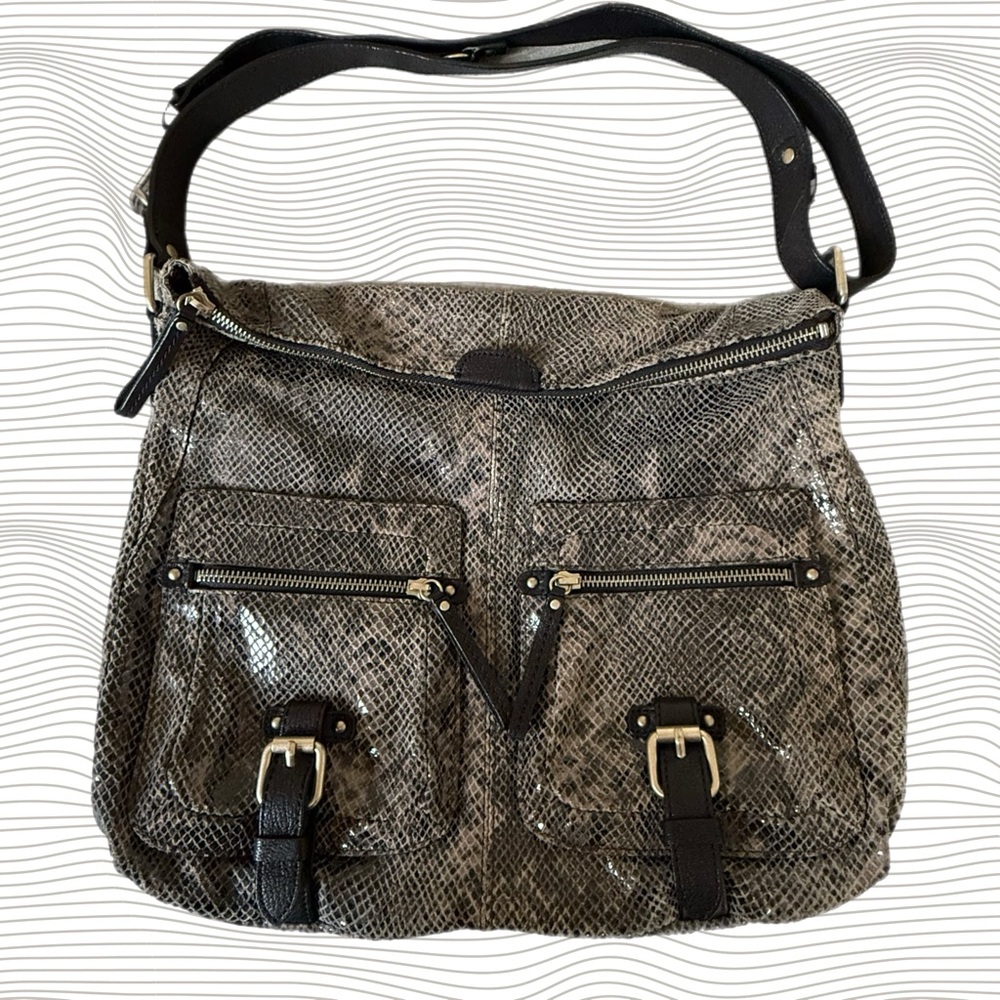 Banana Republic Gray Python Embossed Leather Adju… - image 1